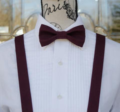 Burgundy Bow Tie and Suspenders