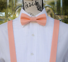 peach blossom bow tie and suspenders