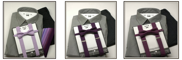 Purple Bow Tie and Suspenders - Wedding Bow Tie, Wedding Suspenders, Grad Bow Tie, Mens Bow Ties and Suspenders