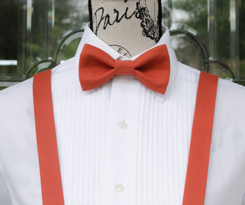 Sunset Orange Bow Tie and Suspenders