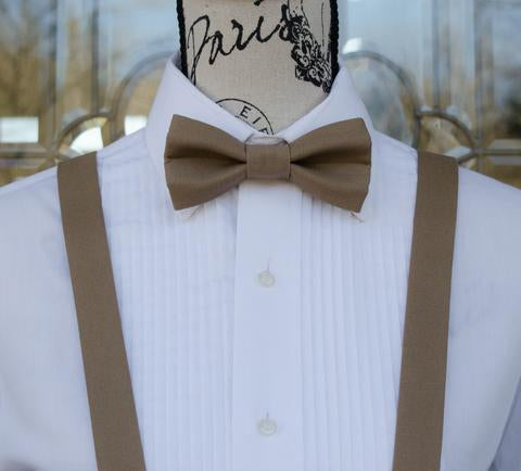 Taupe Bow Tie and Suspenders
