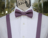 Purple Bow Ties and Suspenders - Mauve Purple Bow Ties, Juniper Green Suspenders. Wedding Bow Tie, Wedding Suspenders, Groomsmen, Prom Bow Tie, Mens Bow Ties and Suspenders