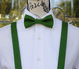 Green Bow Ties and Suspenders - Emerald Green Bow Ties, Juniper Green Suspenders. Wedding Bow Tie, Wedding Suspenders, Groomsmen, Prom Bow Tie, Mens Bow Ties and Suspenders