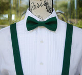 Green Bow Ties and Suspenders - Hunter Green Bow Ties, Juniper Green Suspenders. Wedding Bow Tie, Wedding Suspenders, Groomsmen, Prom Bow Tie, Mens Bow Ties and Suspenders