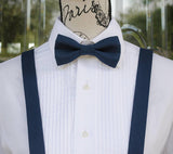 Blue Bow Ties and Suspenders - Dark Blue. Wedding Bow Tie, Wedding Suspenders, Groomsmen, Prom Bow Tie, Mens Bow Ties and Suspenders