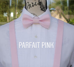 Pink Bow Ties and Pink Suspenders - Light Pink Bow Ties - Lavender Suspenders. Wedding Bow Tie, Grad Bow Tie, Mens Bow Ties and Suspenders