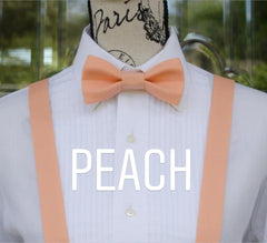 Peach Bow Ties and Peach Suspenders - Light Peach Bow Ties - Light Peach Suspenders. Wedding Bow Tie, Grad Bow Tie, Mens Bow Ties and Suspenders