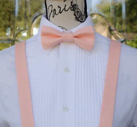 navy and peach bow tie