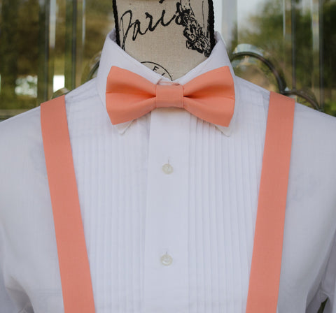 navy and peach bow tie