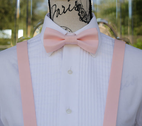 navy and peach bow tie