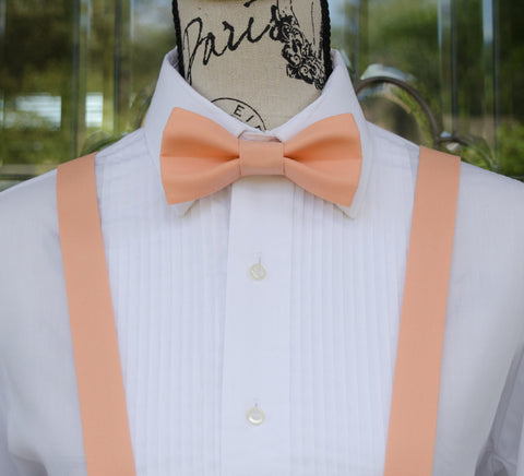 navy and peach bow tie