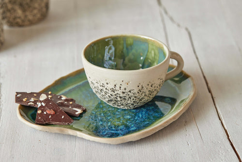 ceramic handmade espresso tea cup and saucer earth and element