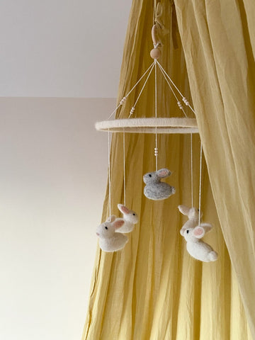 baby bunny mobile for nursery room