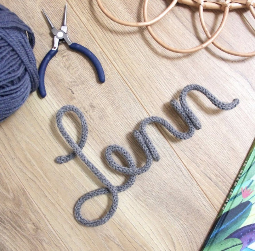 Name/Word Wire and Yarn Knitted Sign | Personalised Decor • 2-4 letters ...