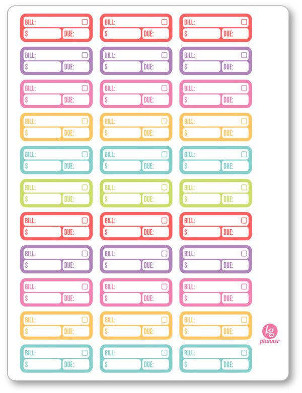 bill labels pdf printable planner stickers planner penny
