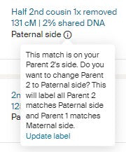 Ancestry DNA SideView Information allocating Parent