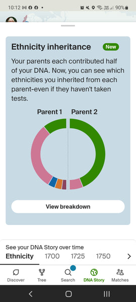 Ancestry DNA Mobile Device SideView Ethnicity