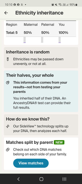 Ancestry DNA Mobile Device SideView View Matches