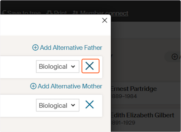 How to add a floating person to your family tree on Ancestry - Remove parents