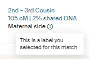 Ancestry DNA SideView Unassigned Match Edit Relationship