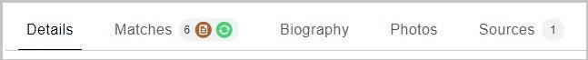 MyHeritage Profile Tab Bar