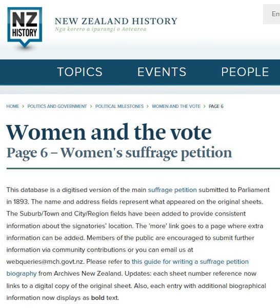 NZ History Women and the vote
