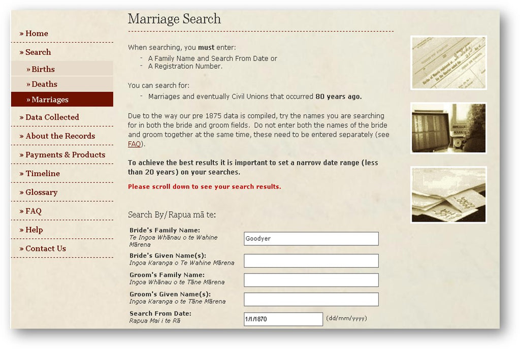 NZ Marriage Index Search 2022