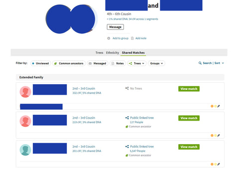 Ancestry DNA Shared Matches