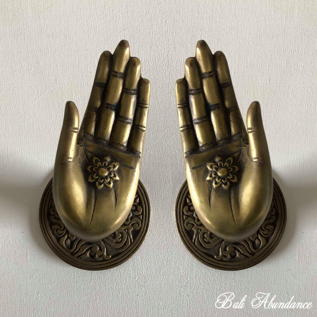 Brass Hand Door Handles Pair - Large – Bali Abundance