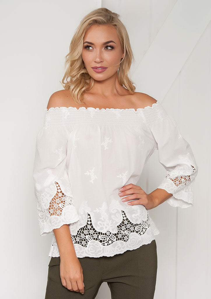 V516S19 | White Broderie Anglaise Top | Very Very Clothing – VeryVeryOnline