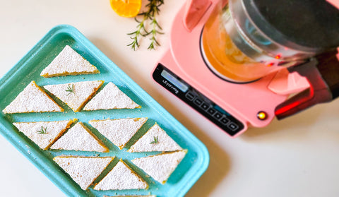 Infused Rosemary Meyer Lemon Bars made with LEVO C