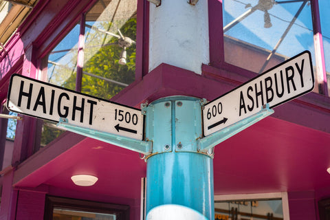 Street signs in San Francisco of Haight and Ashbury for 420 and 710