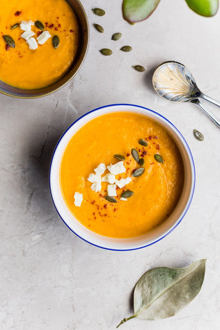 Image of pumpkin soup for LĒVO's vegan meal plan for a week.