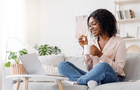 woman taking edible