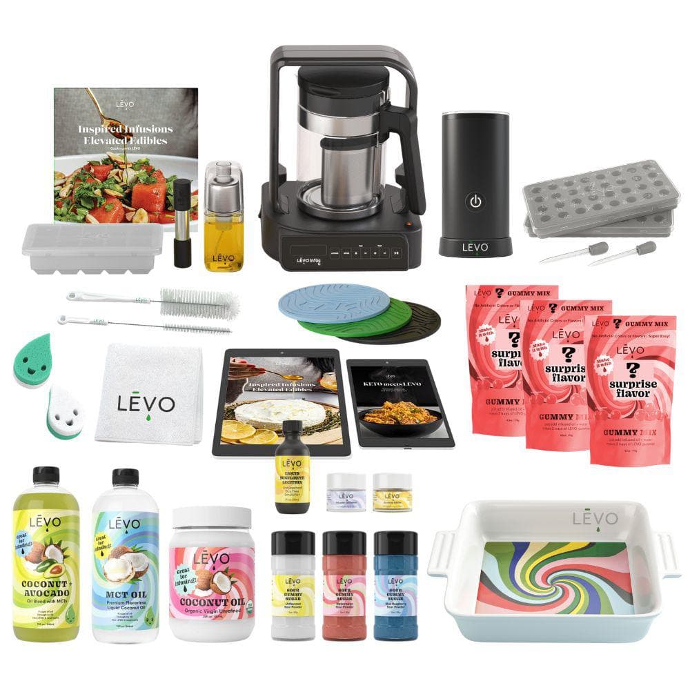 The LEVO C Black Kitchen Sink Kit features everything you need to make herbal infusions and edibles at home, plus more!
