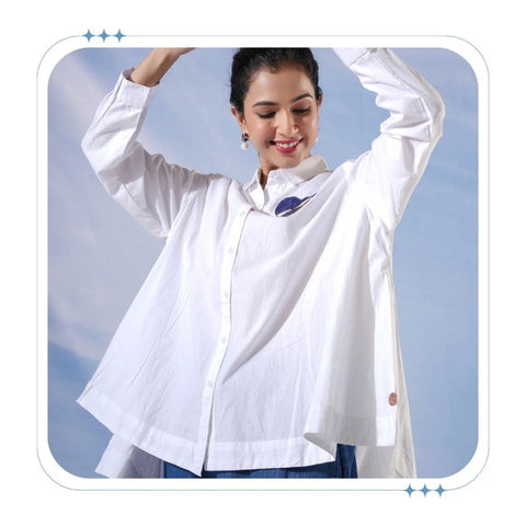 Mayori cotton white shirts for women