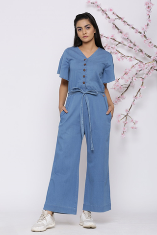 buy denim bell sleeves jumpsuit online