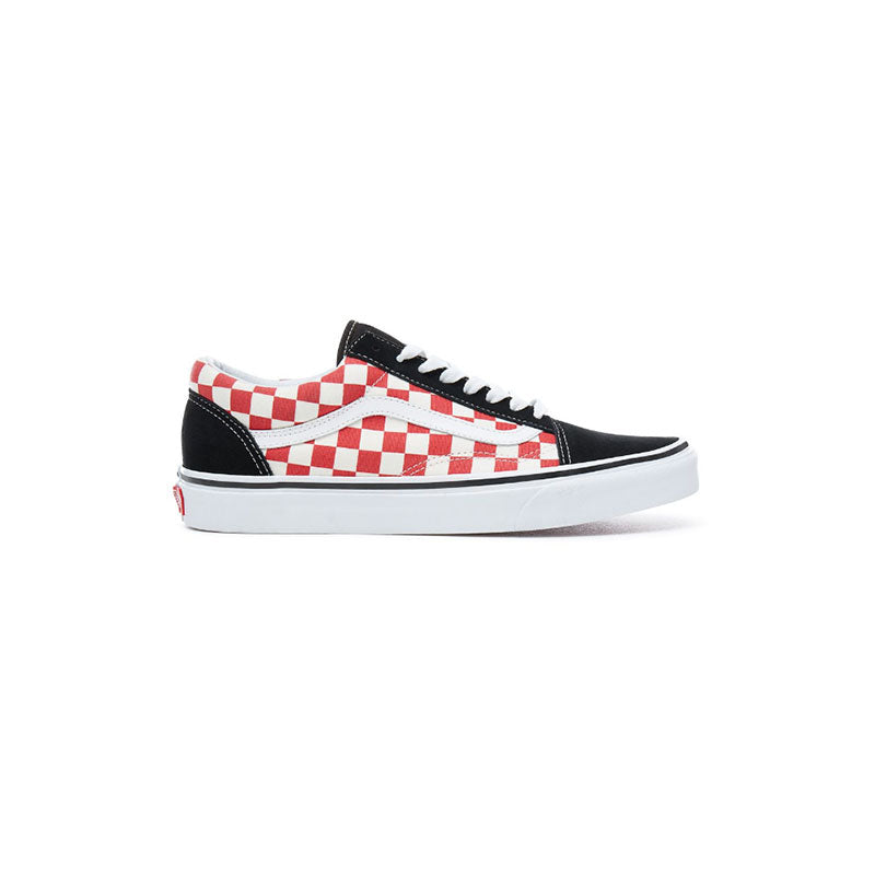 vans old skool checkerboard black red