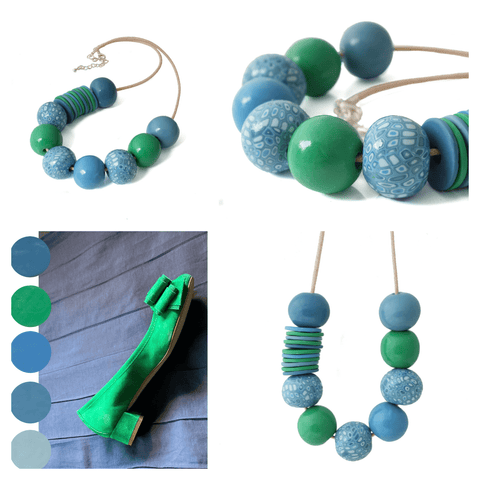 Klimt bead necklace commission | Polymer clay jewellery by Lottie Of London