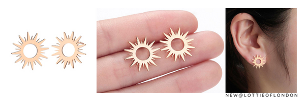 Sun Stud Earrings for Women | Lottie of London Jewellery