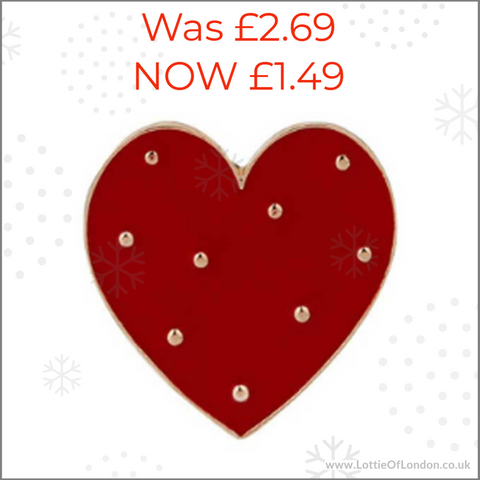 SALE Red Heart Enamel Pin at Lottie Of London Jewellery