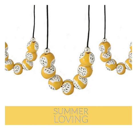 Statement Bead Necklace in Yellow | Lottie Of London Jewelley