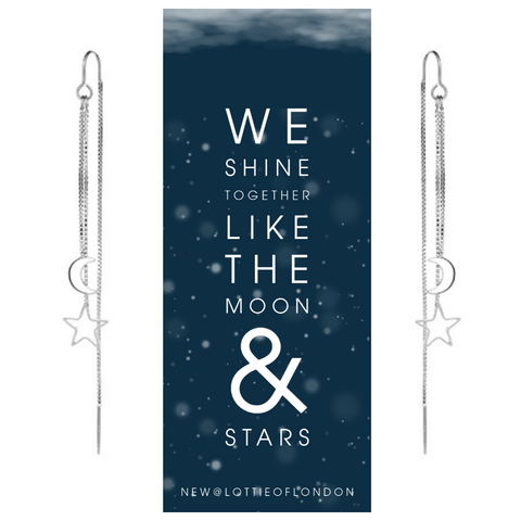 Moon & Star Threader Earrings for Women | Lottie Of London Jewellery