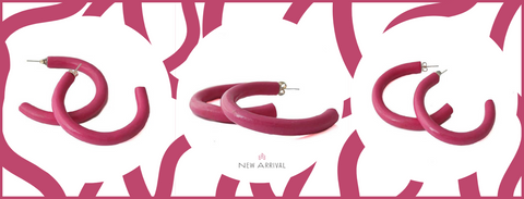 Statement Hoop Earrings in Cerise Pink | Lottie of London Jewellery