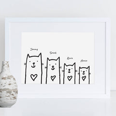Personalised Cat Family Picture