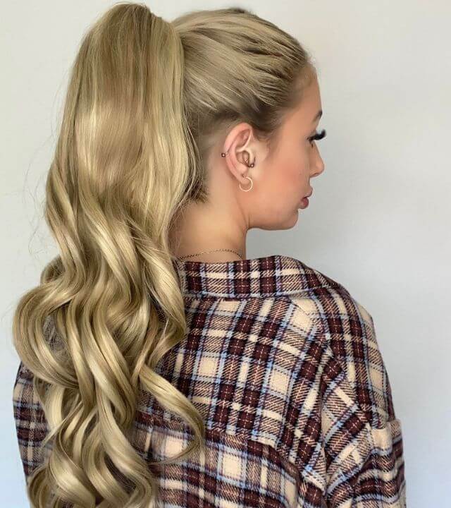 Simple clip in ponytail attached with a drawstring attachment