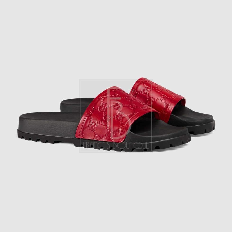 red gucci signature slides