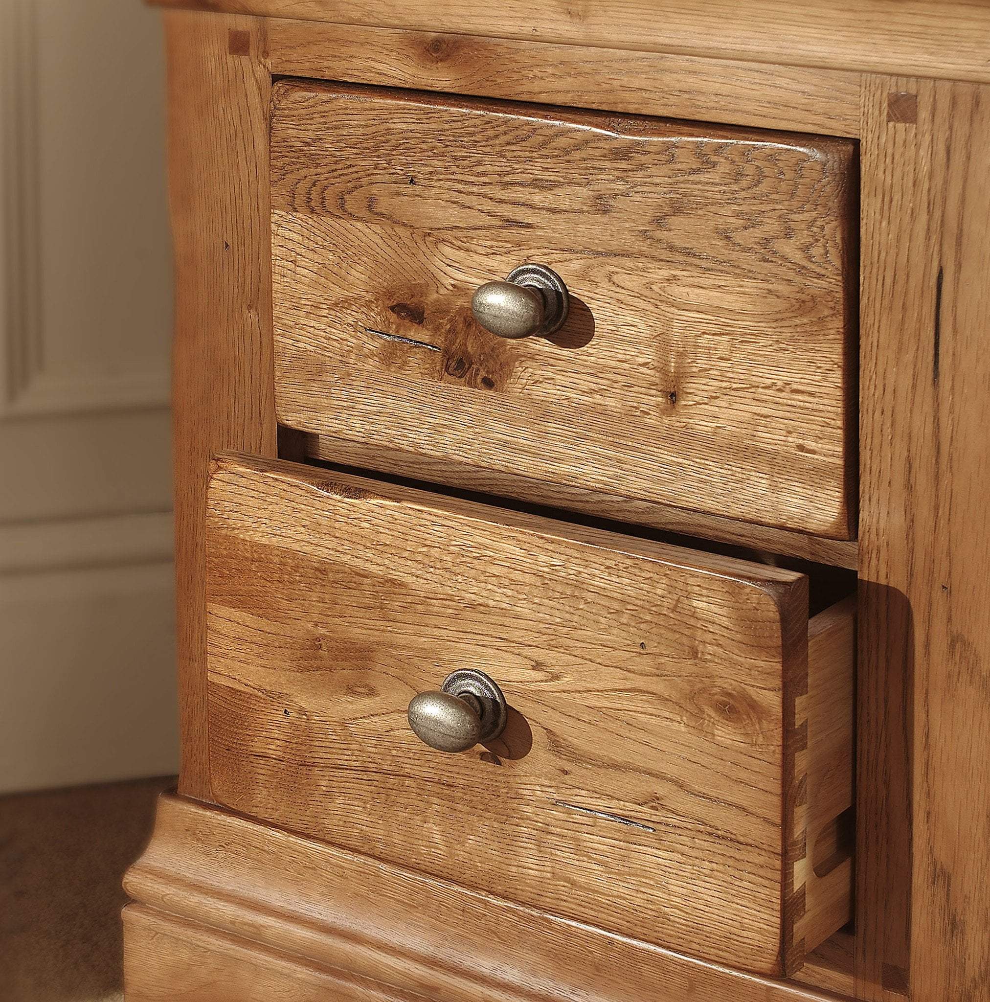 Toulouse Solid Oak Louis Philippe 2 Drawer Bedside Table ...