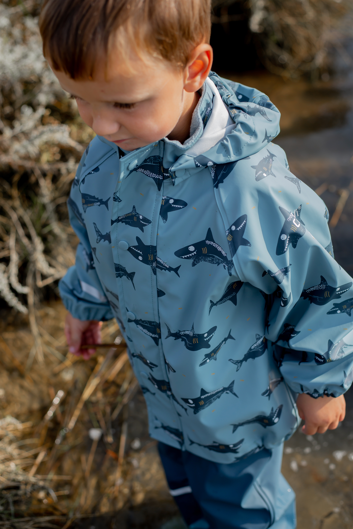 Celavi Rain Jacket Blue - Regenjas Blauw Haaien - GOEDvanToen - Eerlijke & biologische kinderkleding en babykleding