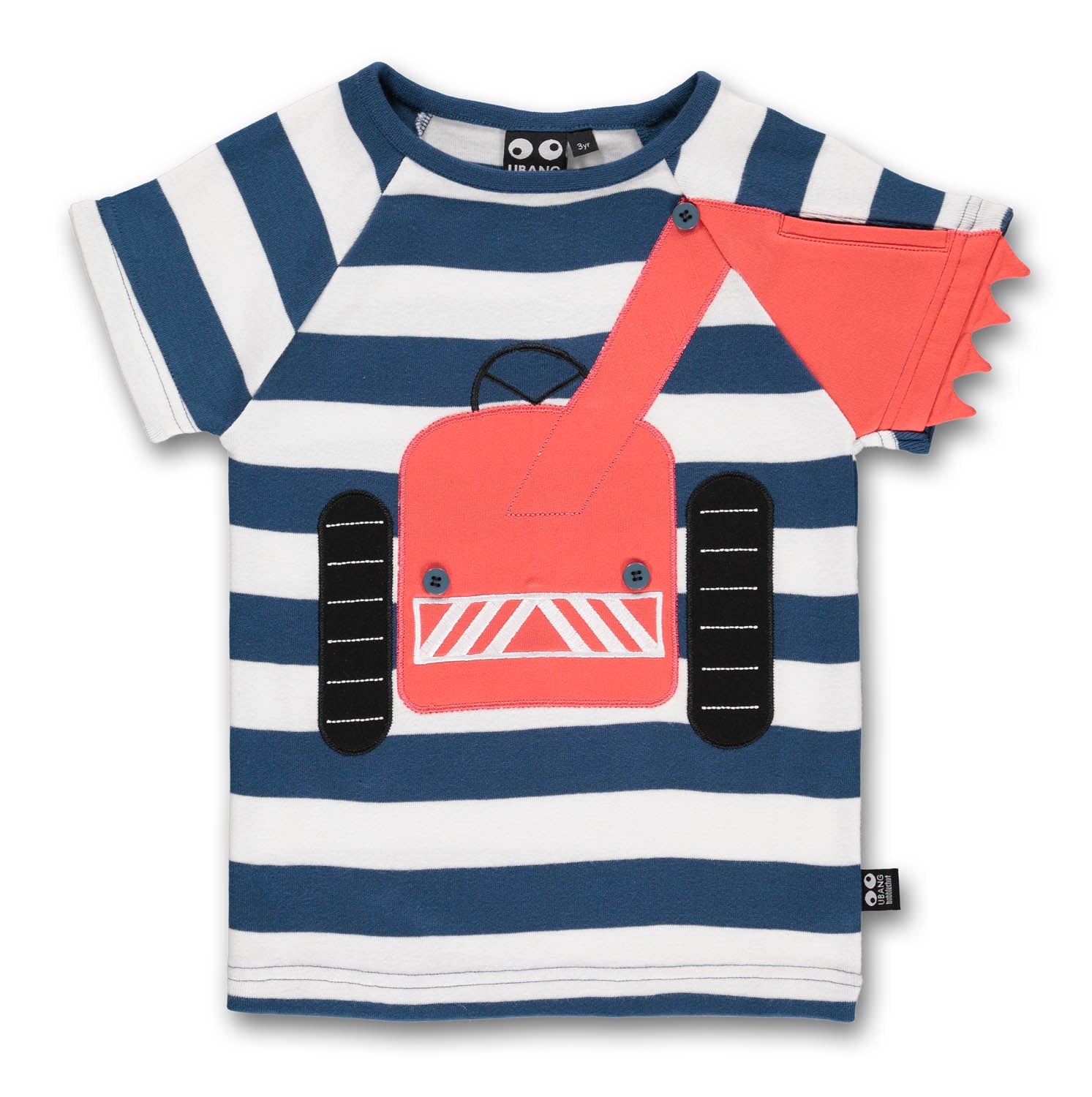 Bespreken schotel Moderniseren Ubang Big Machine Tee Blue Striped - Blauw Gestreept Shirt met Rode Tr -  GOEDvanToen - Eerlijke & biologische kinderkleding en babykleding